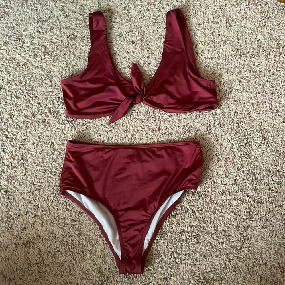 Deep rose colored swimsuit